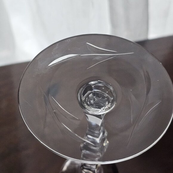 2 Seneca Elegant Optic Cut Floral Vines Wine Goblets 8" vintage stem leaves - Picture 12 of 14